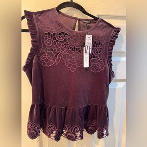 Elegant Velvet Purple Peplum Top